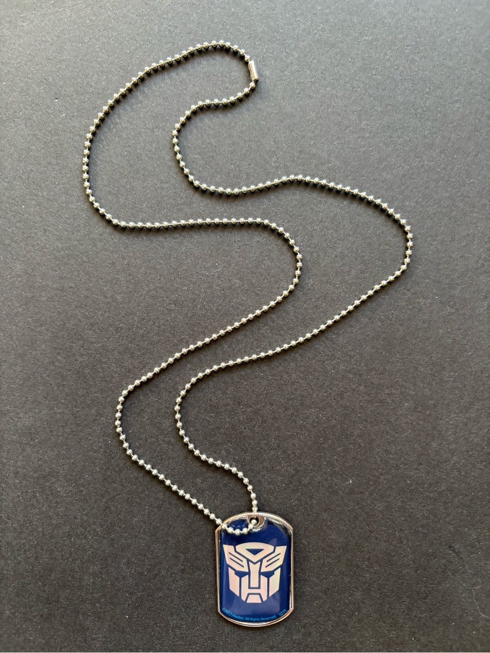Transformers Autobot Dog Tag Necklace Blue Enamel Holographic